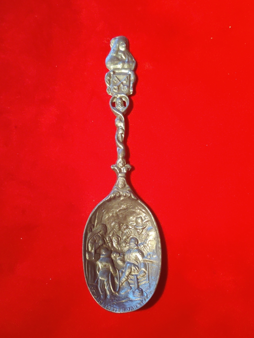 Antique Solid Pewter De Tandmeester Jan Steen Dutch Decorative Spoon